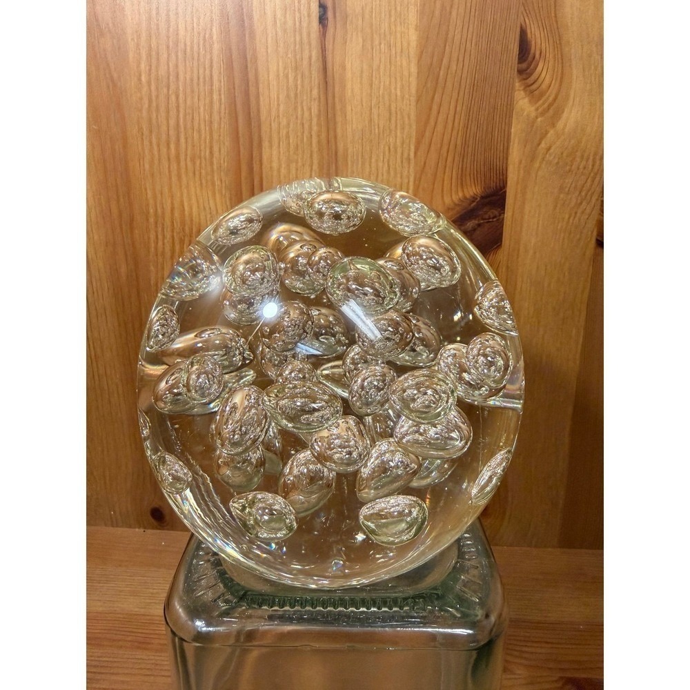 Vintage Heavy Art Glass Controlled Bubble Paperweight Sculpture 4.5" tall 4+ Lbs